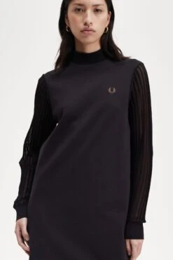 Fred Perry Sheer Sleeve Mock Neck Dress 17 Fred Perry Sheer Sleeve Mock Neck Dress -Fred Perry D6156 102 V2 Q323 ED1