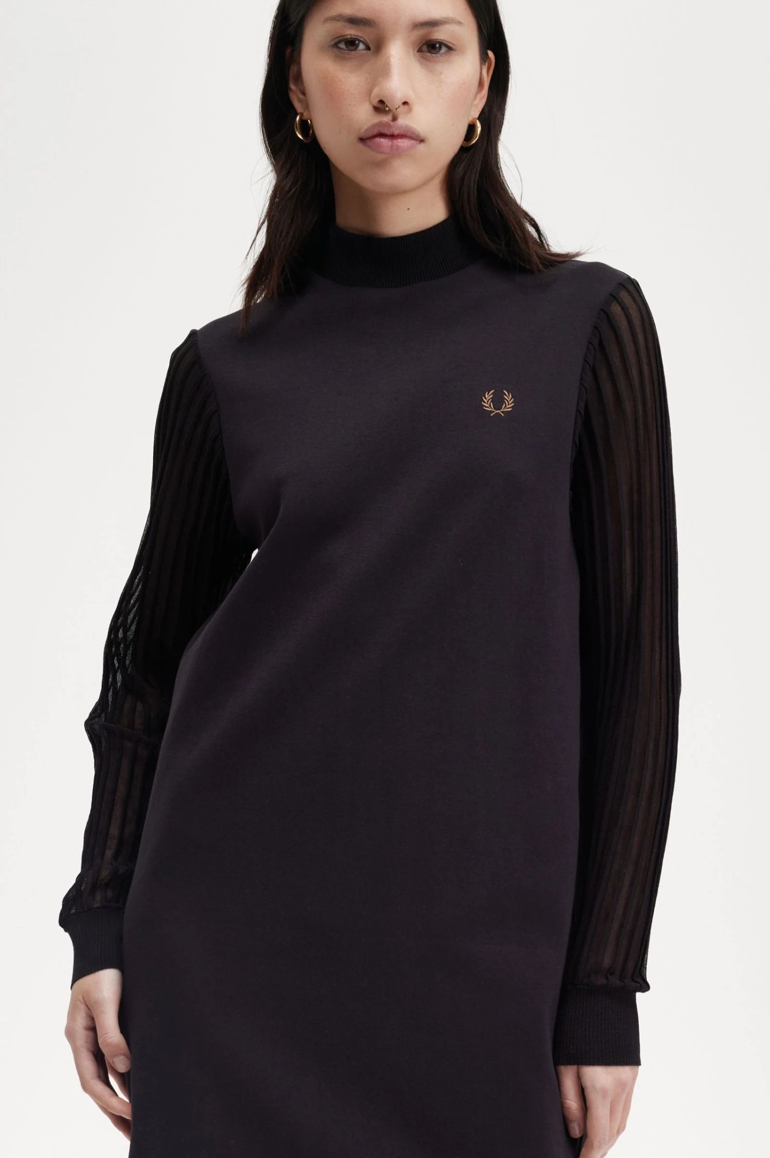 Fred Perry Sheer Sleeve Mock Neck Dress 7 Fred Perry Sheer Sleeve Mock Neck Dress - Image 7