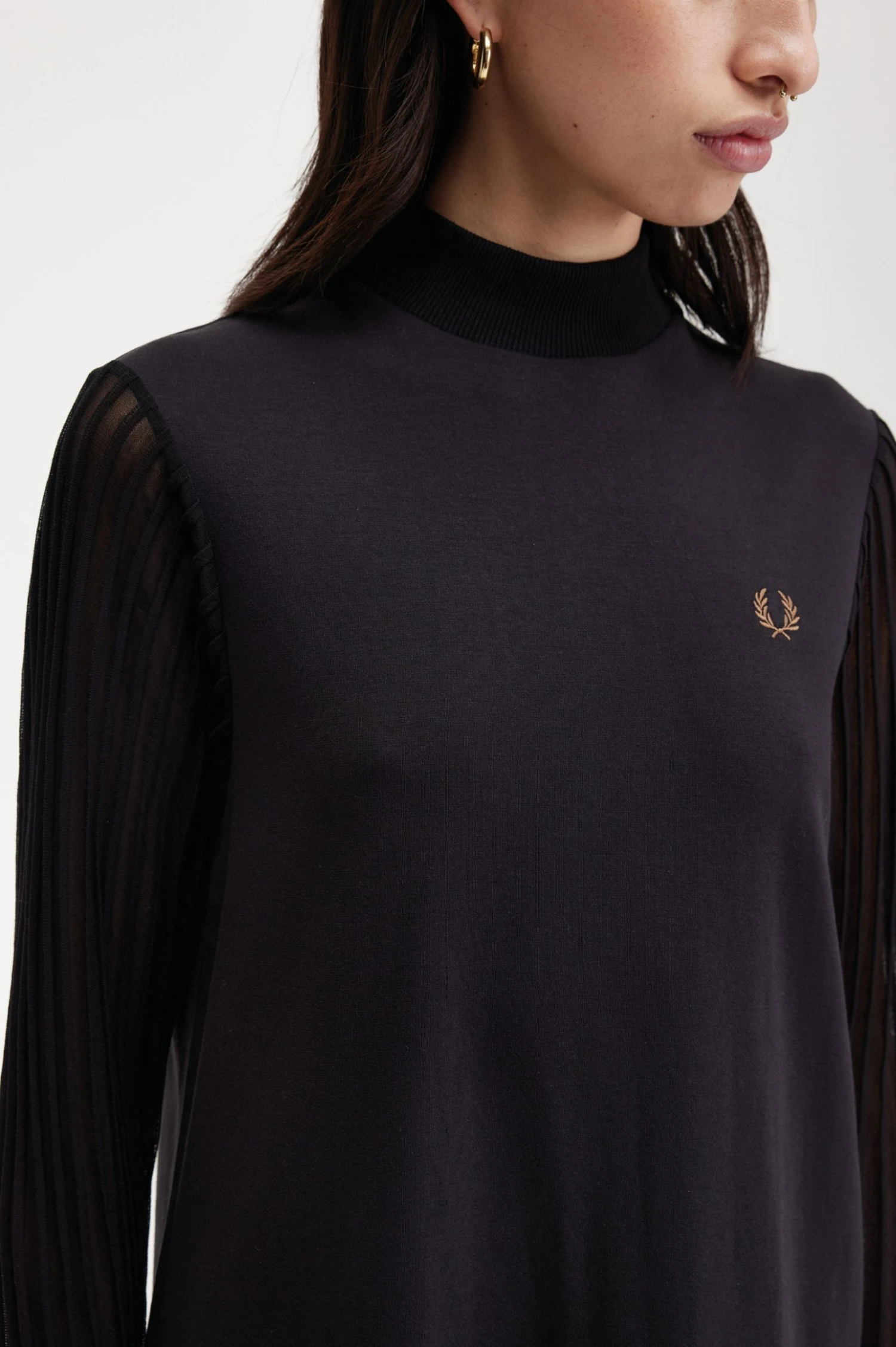 Fred Perry Sheer Sleeve Mock Neck Dress 9 Fred Perry Sheer Sleeve Mock Neck Dress - Image 9