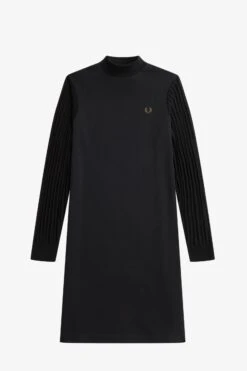 Fred Perry Sheer Sleeve Mock Neck Dress 20 Fred Perry Sheer Sleeve Mock Neck Dress -Fred Perry D6156 102 V2 Q323 FLATFRONT