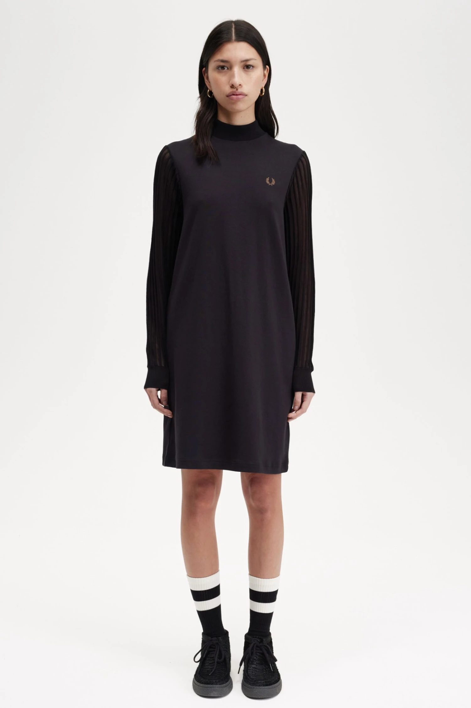Fred Perry Sheer Sleeve Mock Neck Dress 4 Fred Perry Sheer Sleeve Mock Neck Dress - Image 4