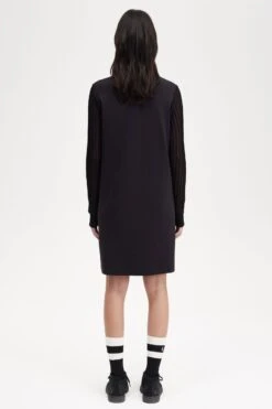 Fred Perry Sheer Sleeve Mock Neck Dress 16 Fred Perry Sheer Sleeve Mock Neck Dress -Fred Perry D6156 102 V2 Q323 MOD3 BACK
