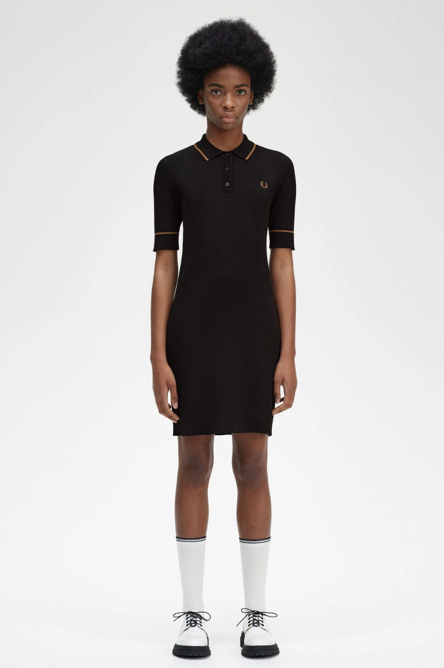 Fred Perry Ribbed Knitted Shirt Dress 1 Fred Perry Ribbed Knitted Shirt Dress