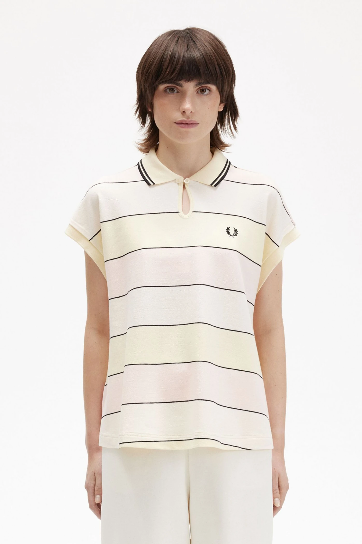 Fred Perry Striped Keyhole Piqué Shirt 1 Fred Perry Striped Keyhole Piqué Shirt