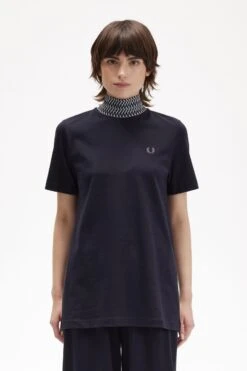 Fred Perry Jacquard Trim High Neck T-Shirt