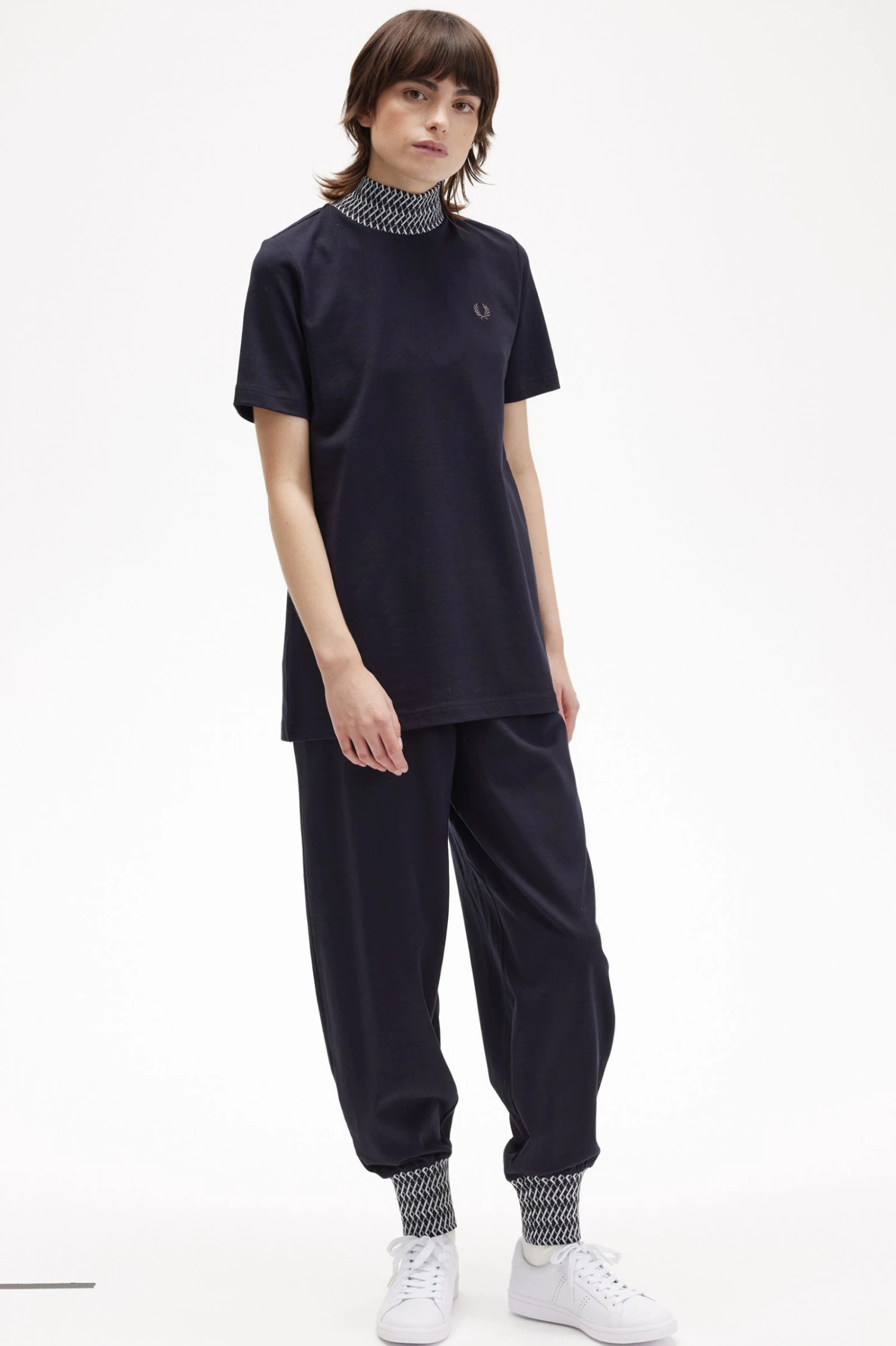 Fred Perry Jacquard Trim High Neck T-Shirt 3 Fred Perry Jacquard Trim High Neck T-Shirt - Image 3