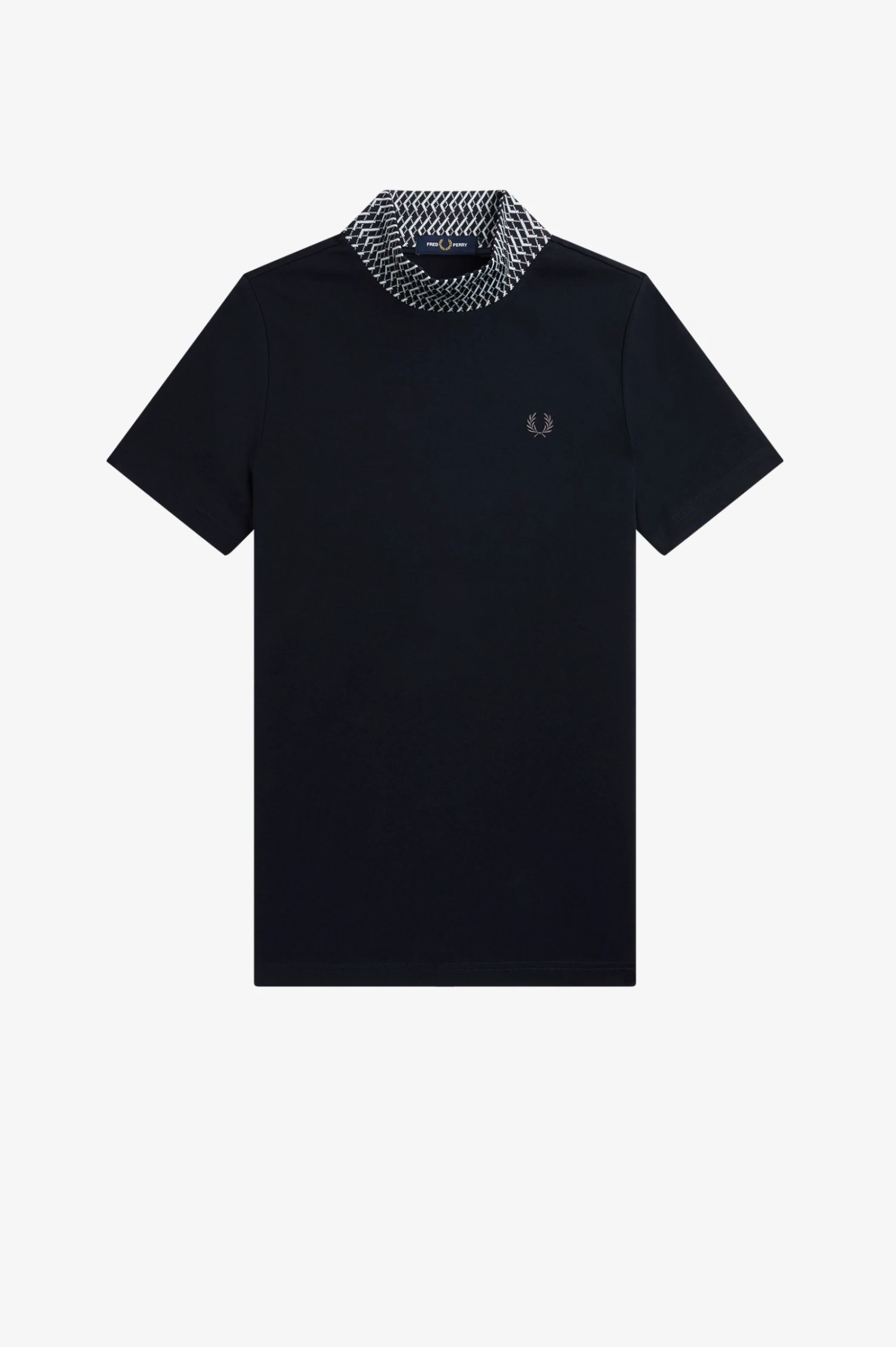 Fred Perry Jacquard Trim High Neck T-Shirt 6 Fred Perry Jacquard Trim High Neck T-Shirt - Image 6