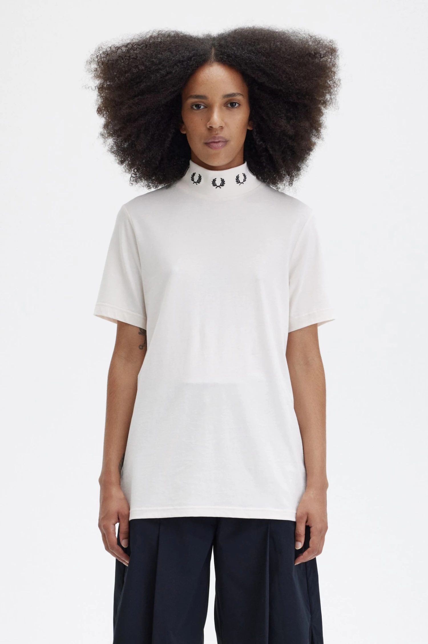 Fred Perry Laurel Wreath High Neck T-Shirt 1 Fred Perry Laurel Wreath High Neck T-Shirt