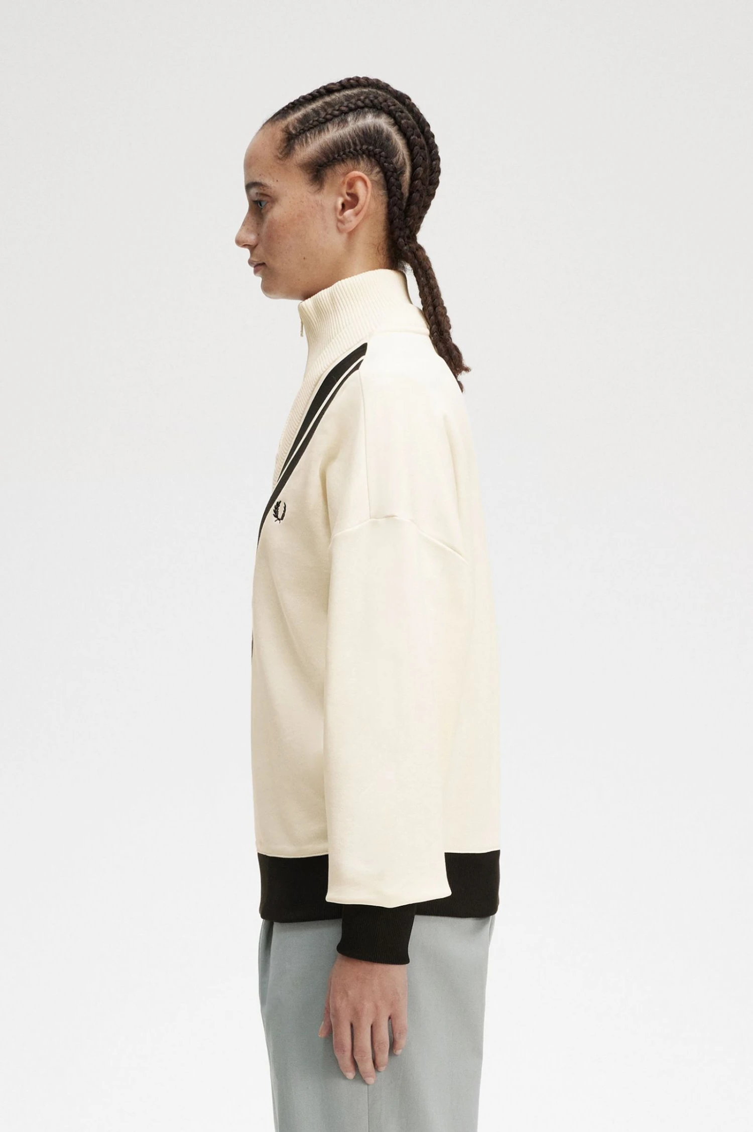 Fred Perry Tipped Knitted Trim Sweatshirt 2 Fred Perry Tipped Knitted Trim Sweatshirt - Image 2