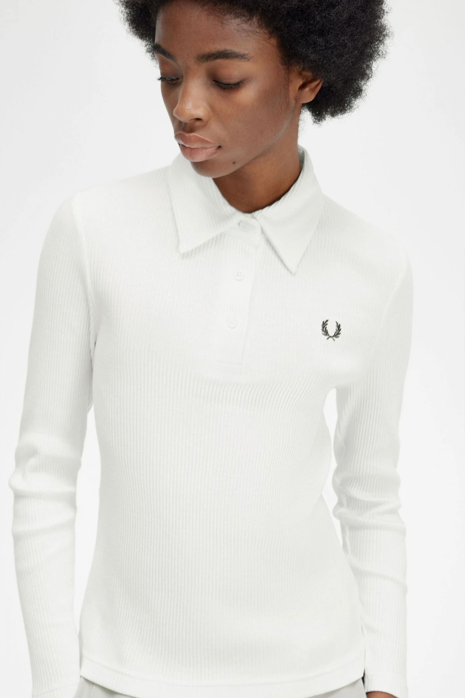 Fred Perry Long Sleeve Ribbed Polo Shirt 3 Fred Perry Long Sleeve Ribbed Polo Shirt - Image 3