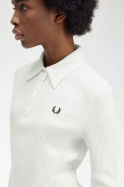 Fred Perry Long Sleeve Ribbed Polo Shirt 9 Fred Perry Long Sleeve Ribbed Polo Shirt -Fred Perry G6129 129 V2 Q323 ED2