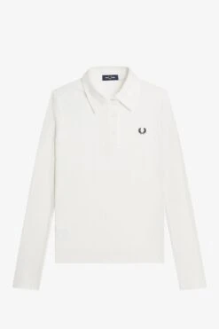 Fred Perry Long Sleeve Ribbed Polo Shirt 10 Fred Perry Long Sleeve Ribbed Polo Shirt -Fred Perry G6129 129 V2 Q323 FLATFRONT