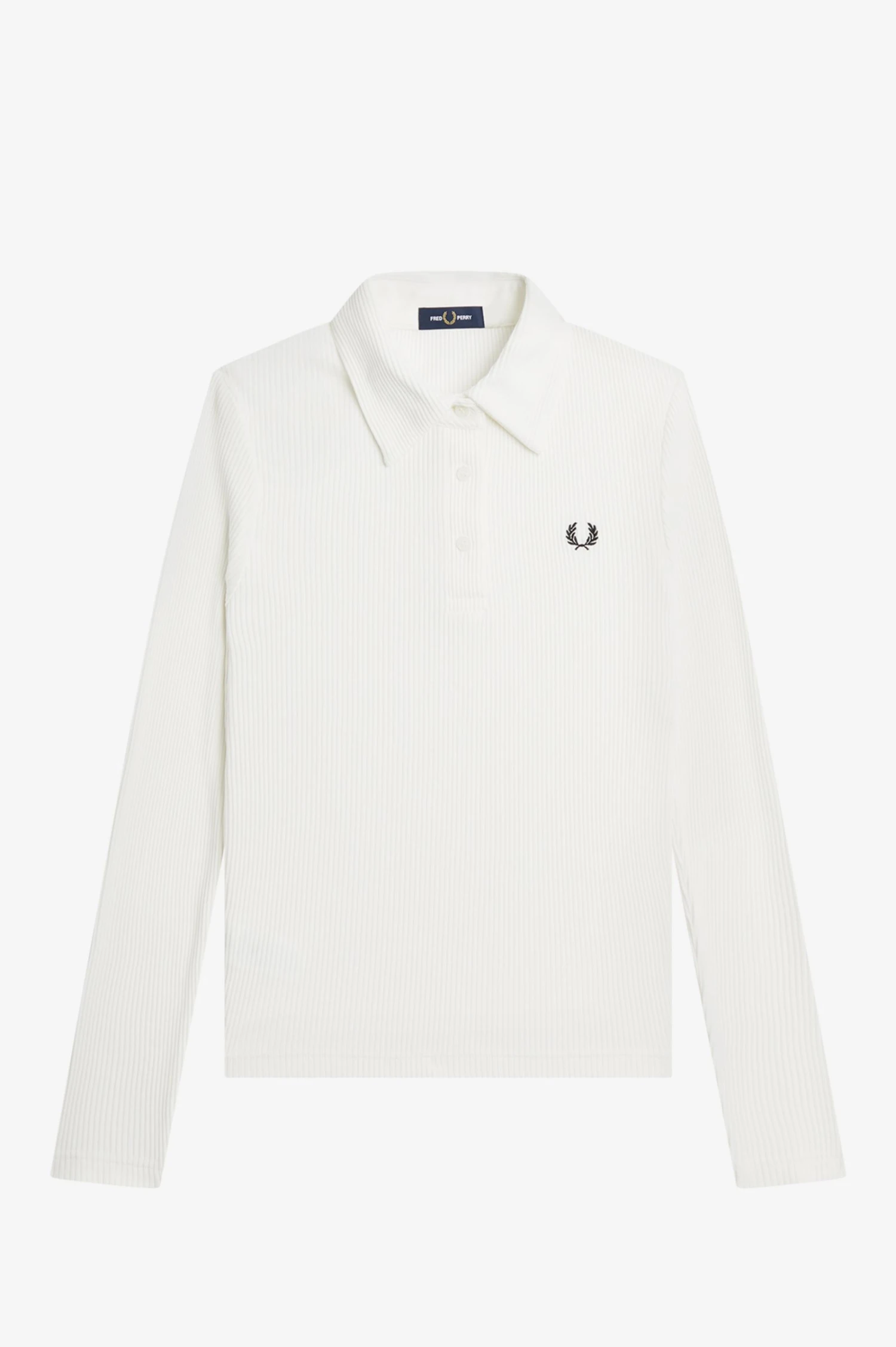 Fred Perry Long Sleeve Ribbed Polo Shirt 5 Fred Perry Long Sleeve Ribbed Polo Shirt - Image 5