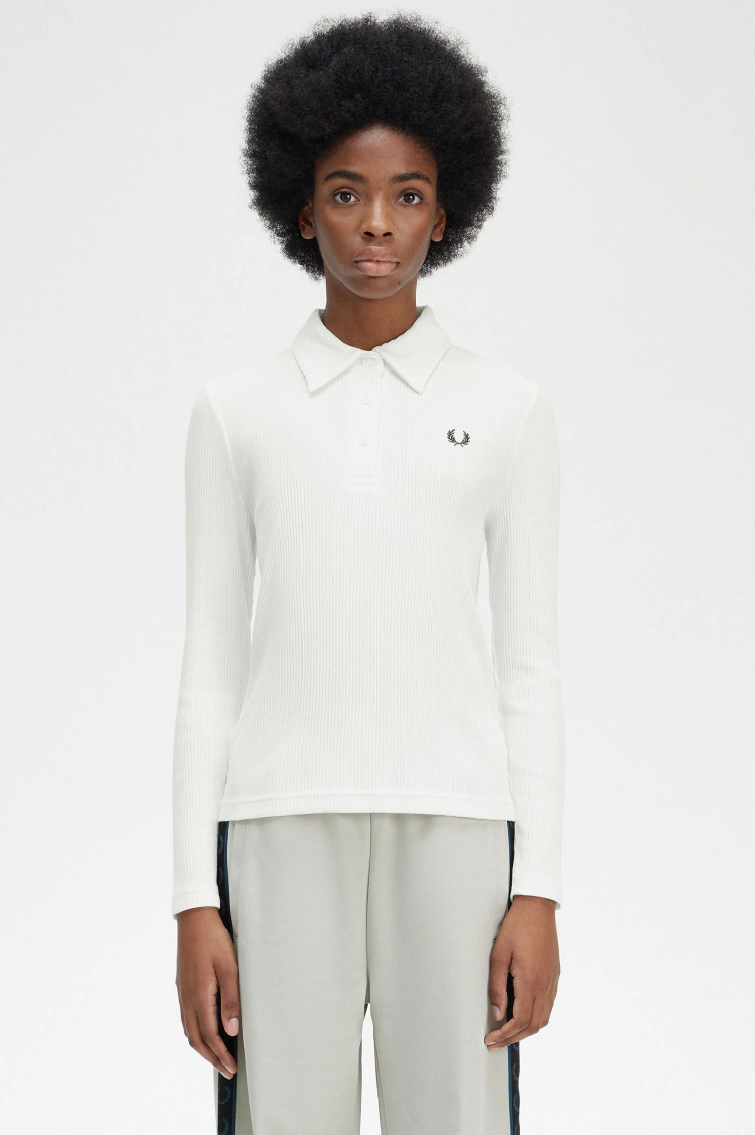 Fred Perry Long Sleeve Ribbed Polo Shirt 1 Fred Perry Long Sleeve Ribbed Polo Shirt