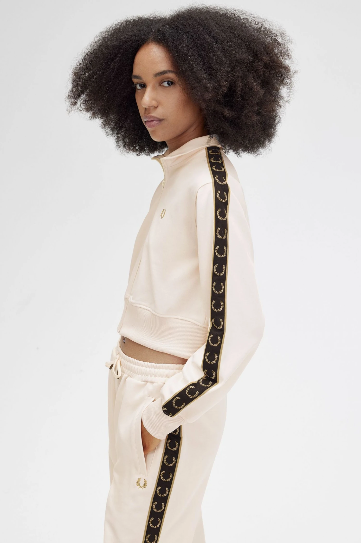 Fred Perry Cropped Taped Track Jacket 3 Fred Perry Cropped Taped Track Jacket - Image 3