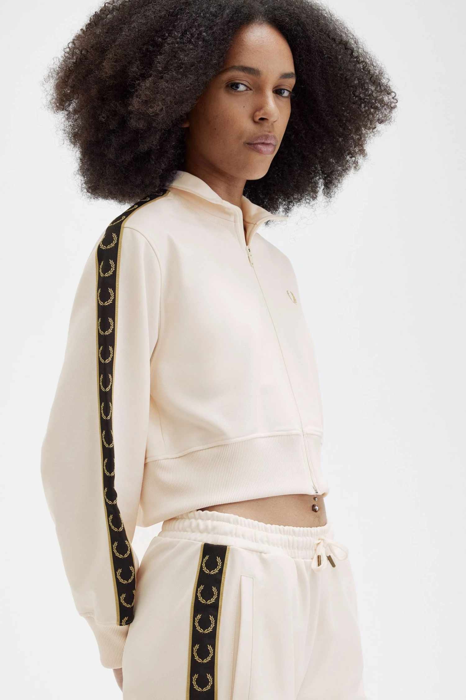 Fred Perry Cropped Taped Track Jacket 4 Fred Perry Cropped Taped Track Jacket - Image 4