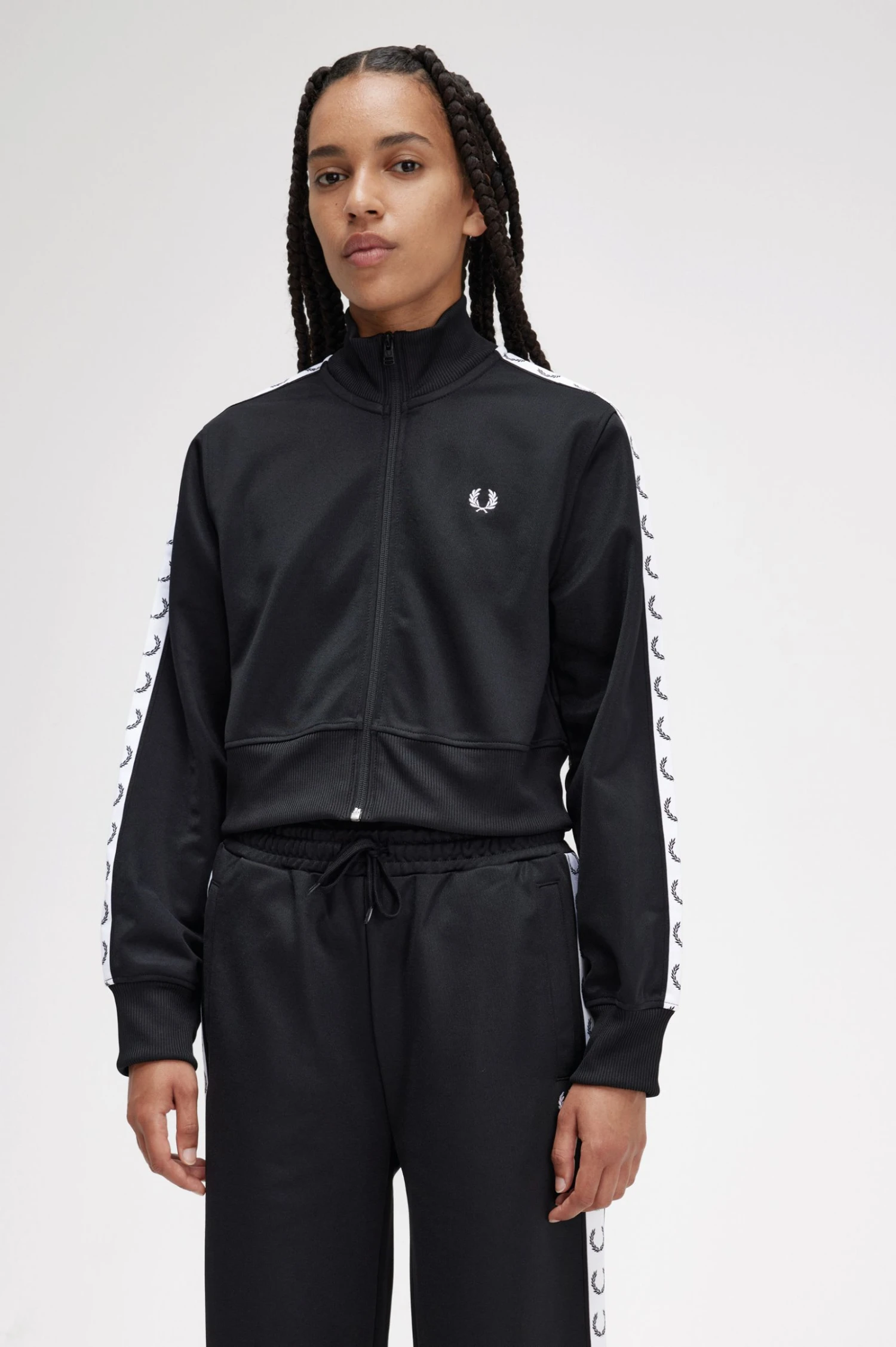 Fred Perry Cropped Taped Track Jacket 4 Fred Perry Cropped Taped Track Jacket - Image 4