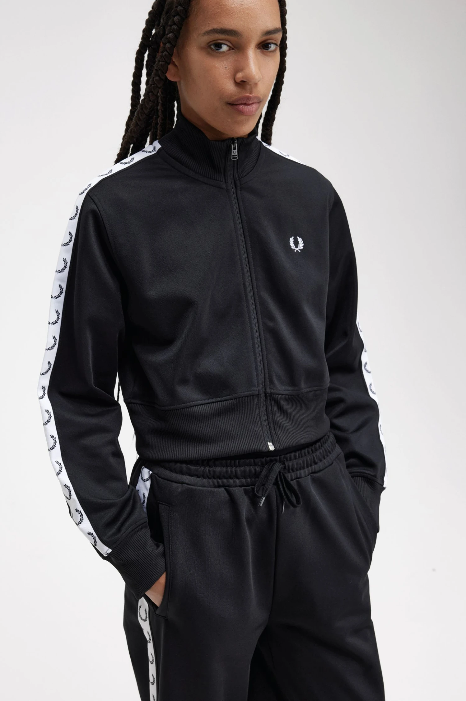 Fred Perry Cropped Taped Track Jacket 5 Fred Perry Cropped Taped Track Jacket - Image 5