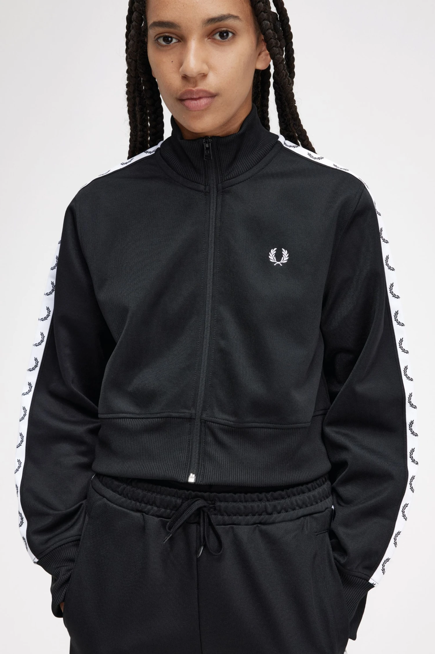 Fred Perry Cropped Taped Track Jacket 6 Fred Perry Cropped Taped Track Jacket - Image 6
