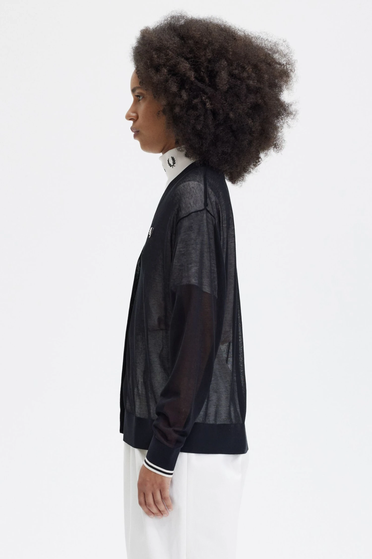 Fred Perry Sheer V-Neck Cardigan 2 Fred Perry Sheer V-Neck Cardigan - Image 2