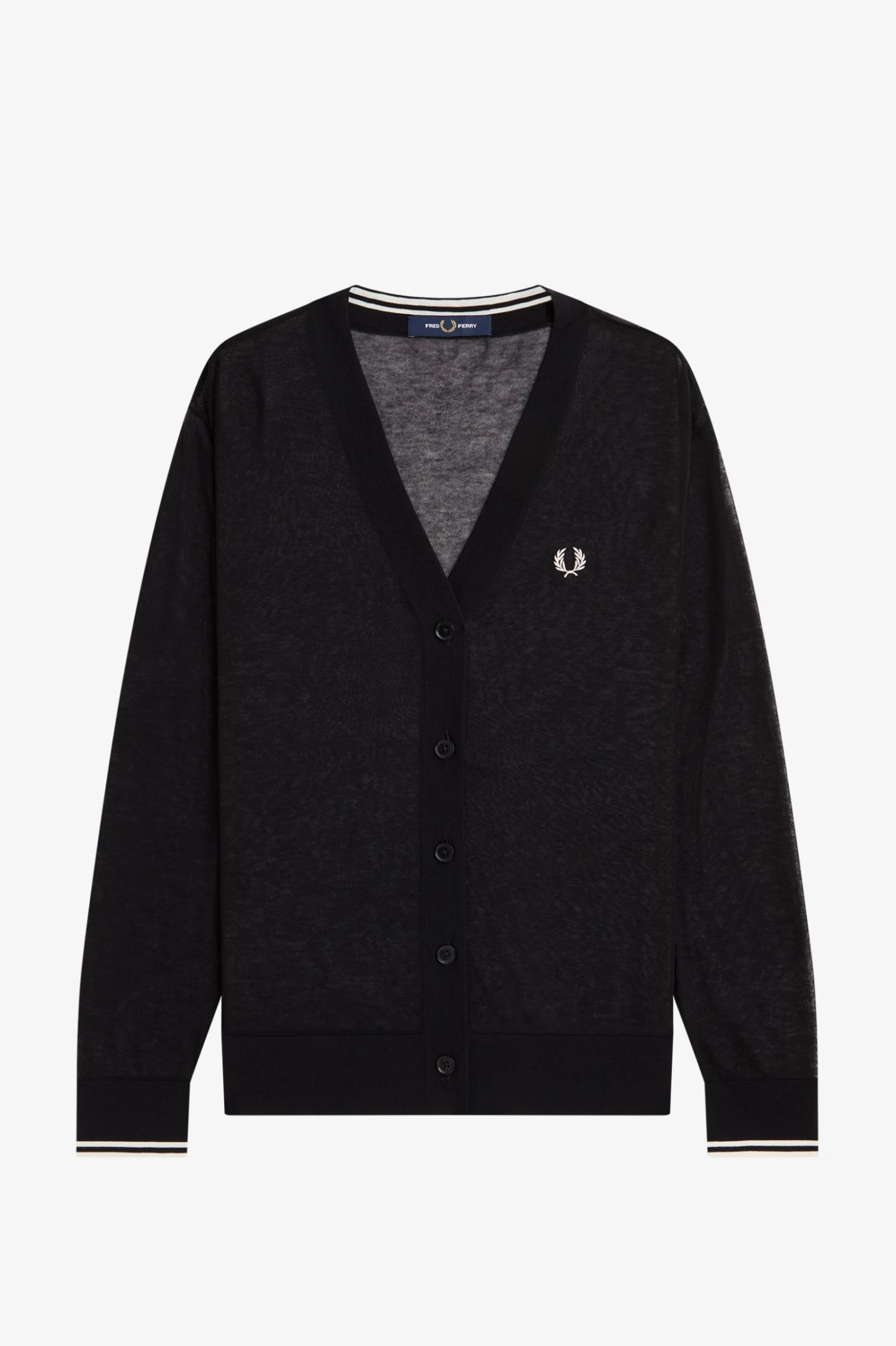 Fred Perry Sheer V-Neck Cardigan 5 Fred Perry Sheer V-Neck Cardigan - Image 5