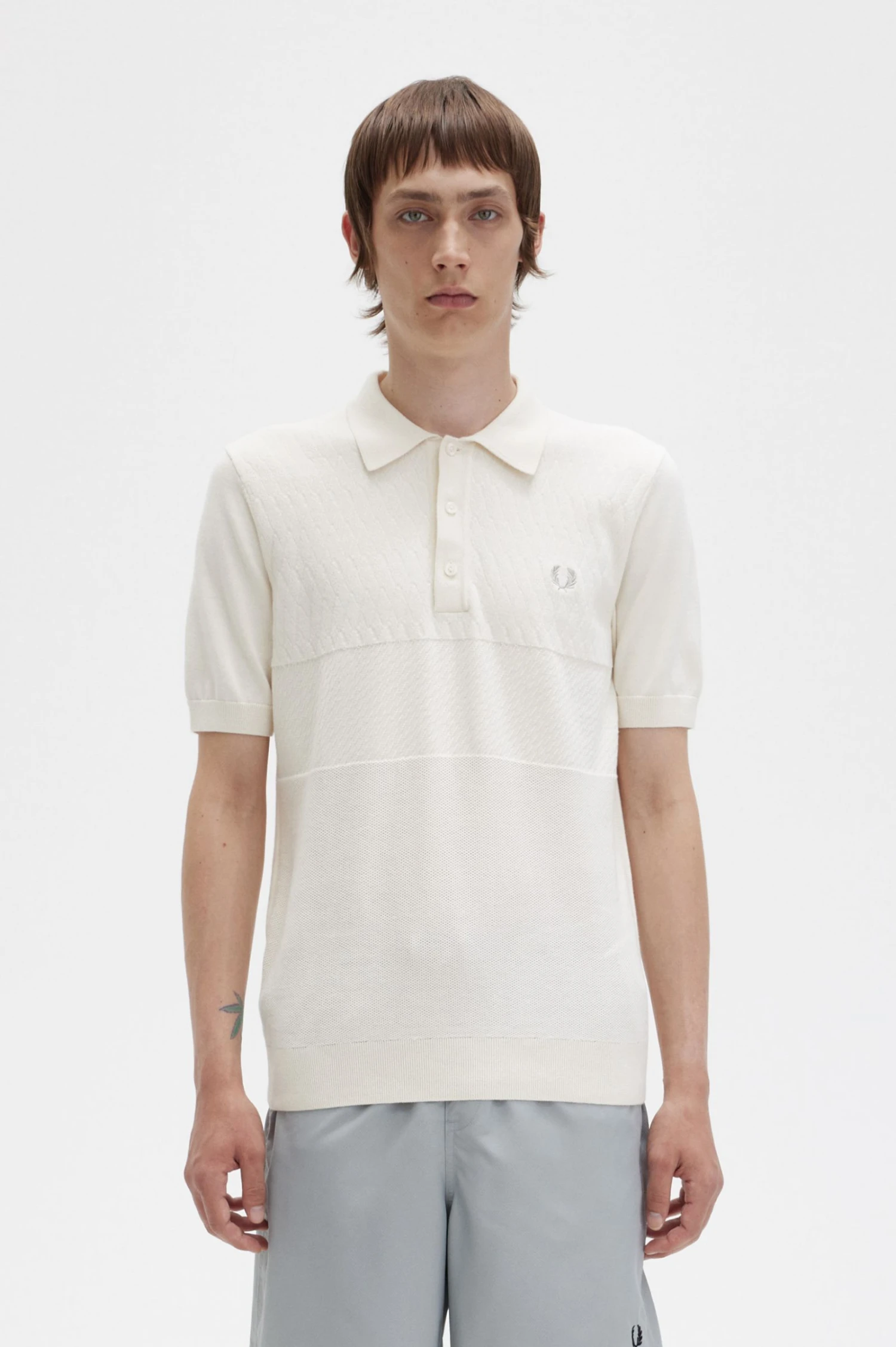 Fred Perry Tonal Panel Knitted Shirt 1 Fred Perry Tonal Panel Knitted Shirt