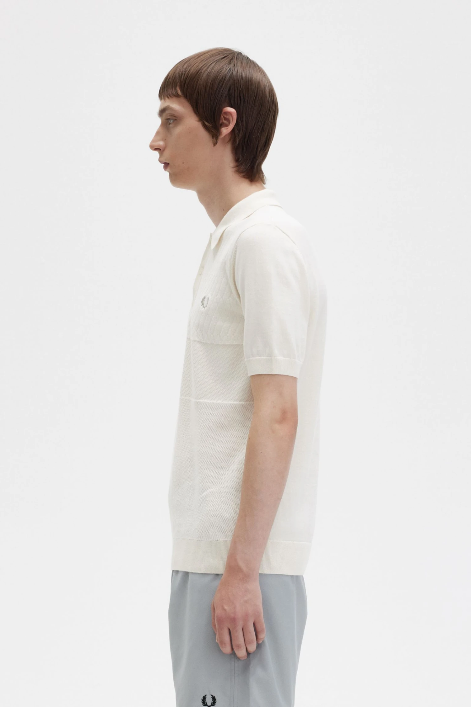 Fred Perry Tonal Panel Knitted Shirt 2 Fred Perry Tonal Panel Knitted Shirt - Image 2