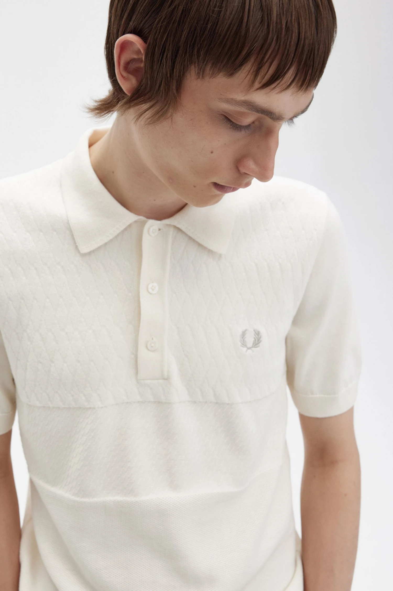 Fred Perry Tonal Panel Knitted Shirt 4 Fred Perry Tonal Panel Knitted Shirt - Image 4