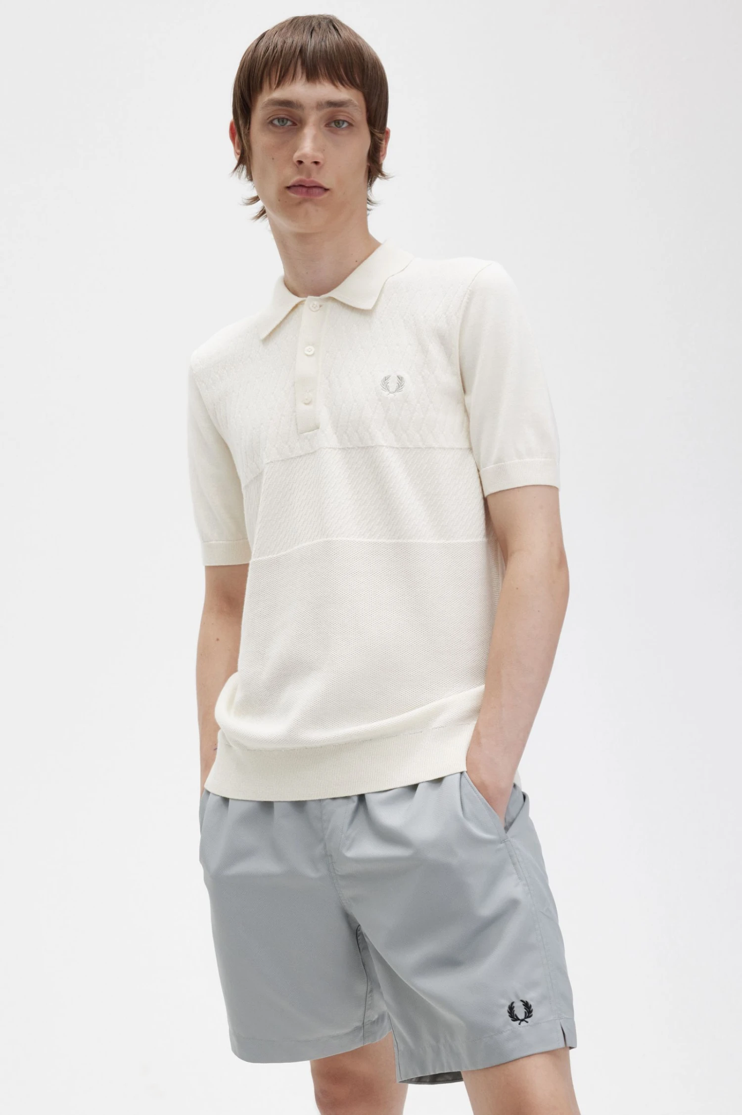 Fred Perry Tonal Panel Knitted Shirt 5 Fred Perry Tonal Panel Knitted Shirt - Image 5