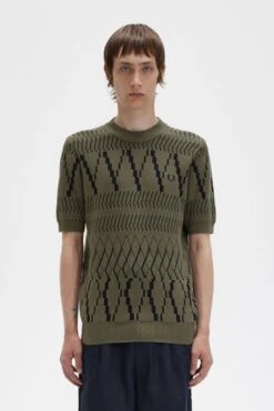 Fred Perry Argyle Panel Knitted T-Shirt