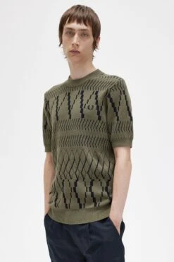 Fred Perry Argyle Panel Knitted T-Shirt -Fred Perry K5552 Q55 4