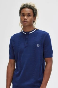 Fred Perry Cable Knit Henley Shirt -Fred Perry K5556 143 3