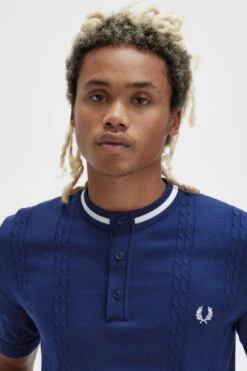 Fred Perry Cable Knit Henley Shirt -Fred Perry K5556 143 4