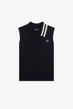 Fred Perry Tipped V-Neck Knitted Tank 12 Fred Perry Tipped V-Neck Knitted Tank -Fred Perry K5855 608 6