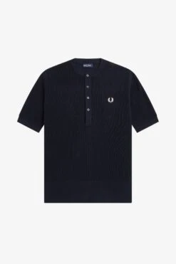 Fred Perry Ribbed Knitted Henley Top -Fred Perry K5856 608 6