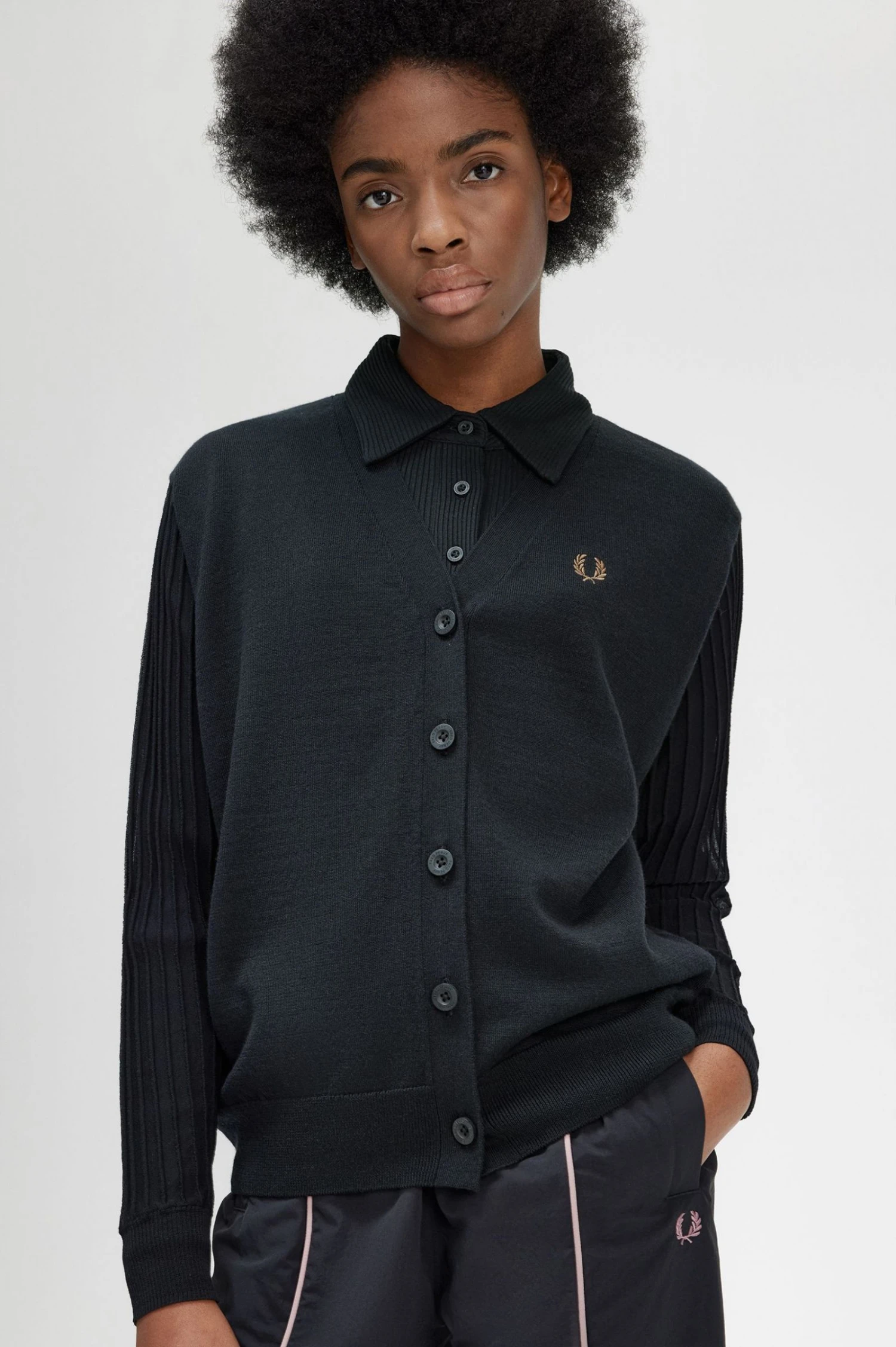 Fred Perry Sheer Sleeve Cardigan 3 Fred Perry Sheer Sleeve Cardigan - Image 3