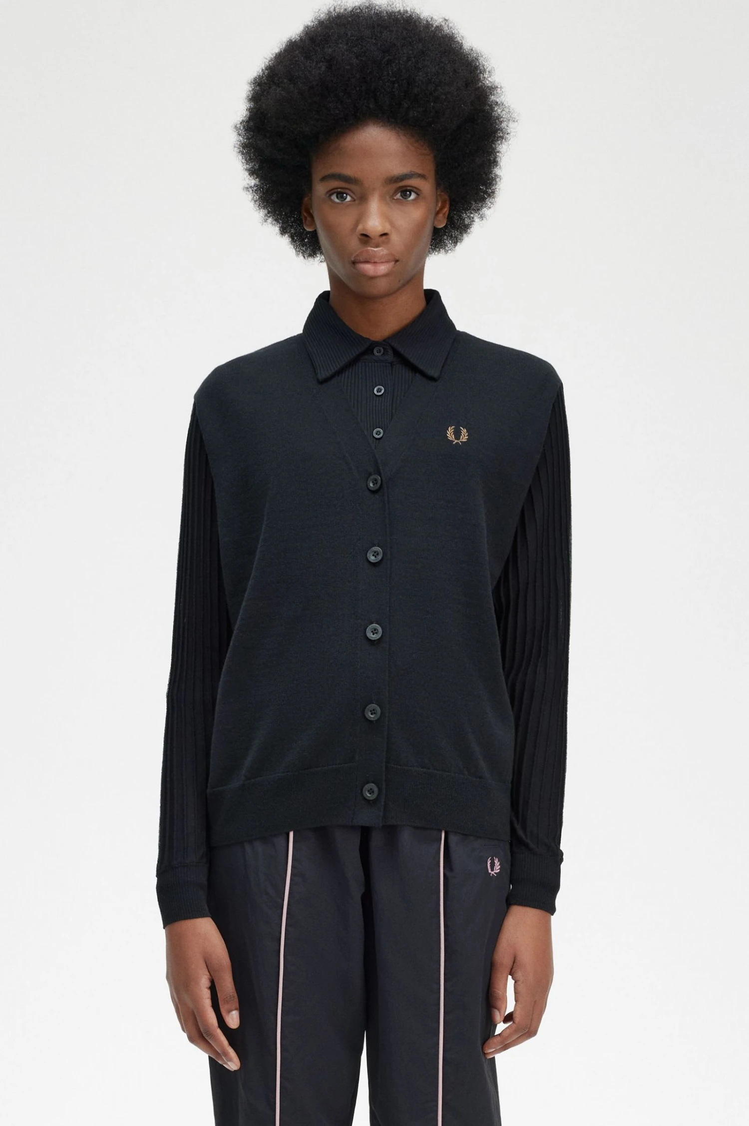 Fred Perry Sheer Sleeve Cardigan 1 Fred Perry Sheer Sleeve Cardigan