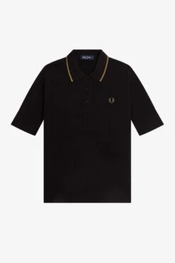 Fred Perry Ribbed Knitted Shirt 12 Fred Perry Ribbed Knitted Shirt -Fred Perry K6109 102 V2 Q323 FLATFRONT