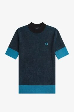 Fred Perry Contrast Rib Short Sleeve Jumper 10 Fred Perry Contrast Rib Short Sleeve Jumper -Fred Perry K6110 102 V2 Q323 FLATFRONT
