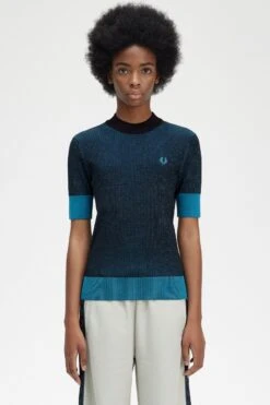 Fred Perry Contrast Rib Short Sleeve Jumper