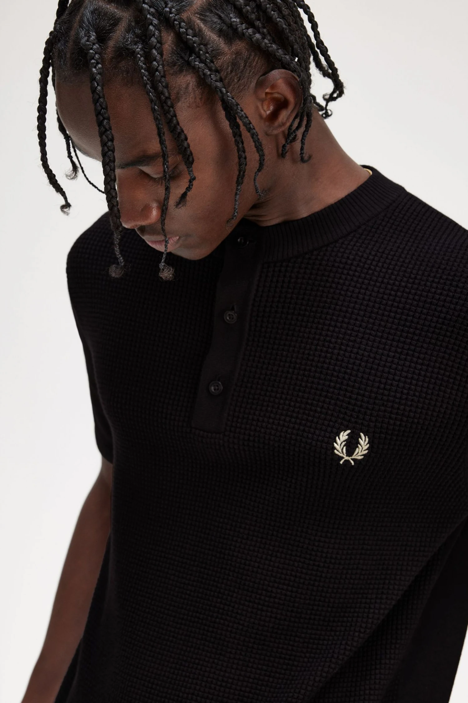 Fred Perry Waffle Stitch Henley Shirt 3 Fred Perry Waffle Stitch Henley Shirt - Image 3
