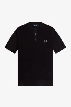 Fred Perry Waffle Stitch Henley Shirt 10 Fred Perry Waffle Stitch Henley Shirt -Fred Perry K6509 102 V2 Q323 FLATFRONT