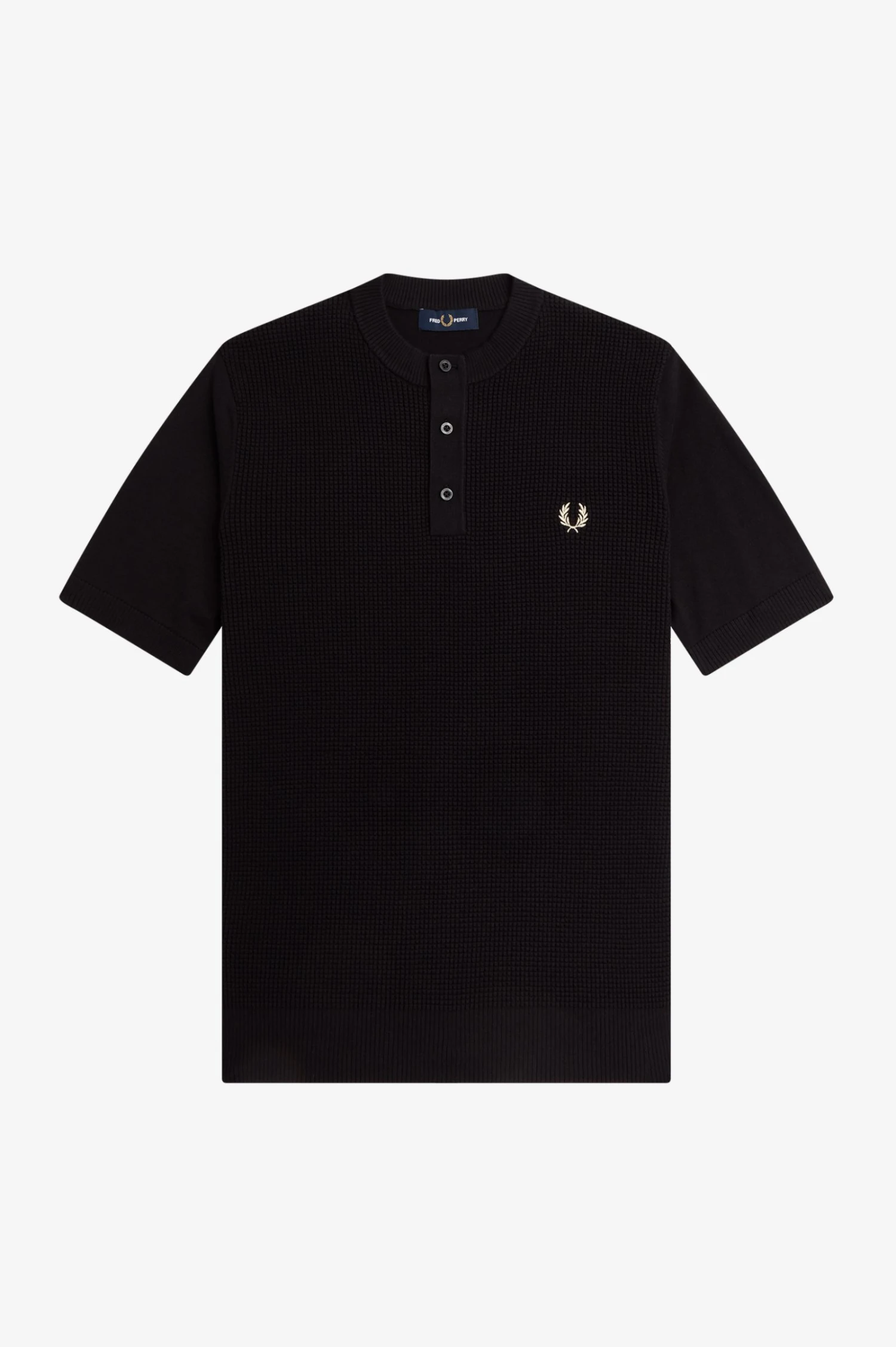 Fred Perry Waffle Stitch Henley Shirt 5 Fred Perry Waffle Stitch Henley Shirt - Image 5