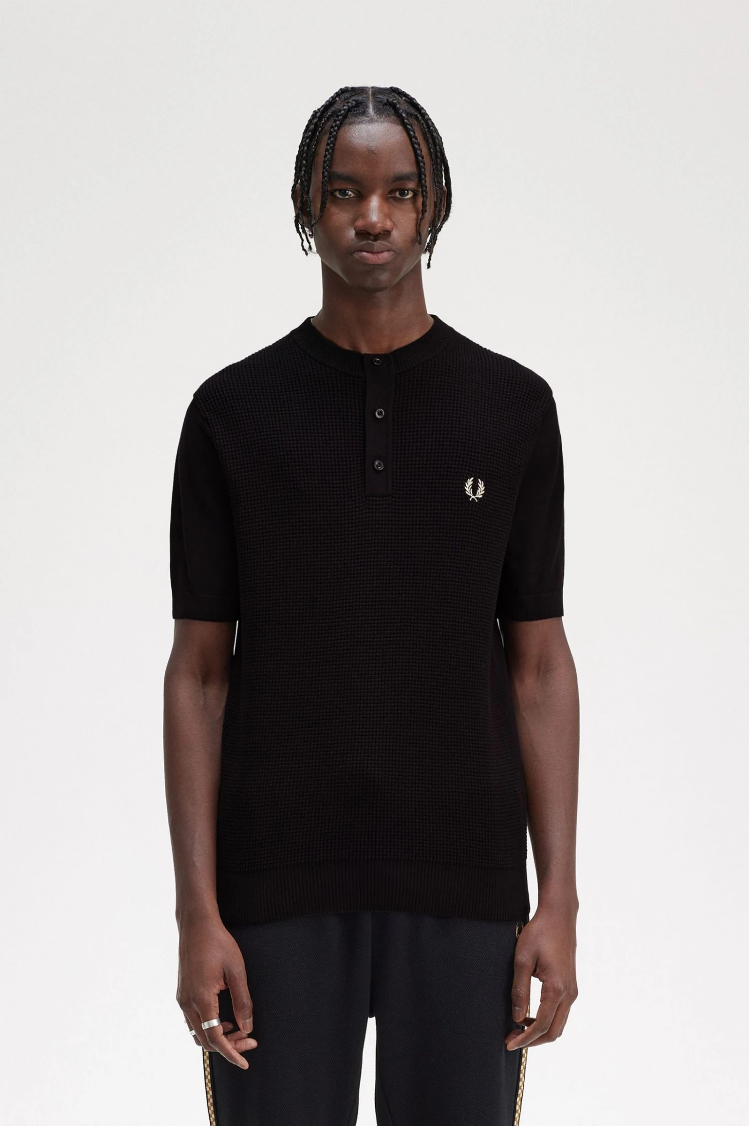 Fred Perry Waffle Stitch Henley Shirt 1 Fred Perry Waffle Stitch Henley Shirt