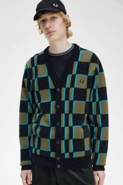 Fred Perry Glitch Chequerboard Cardigan 11 Fred Perry Glitch Chequerboard Cardigan -Fred Perry K6512 Q41 V2 Q323 ED3