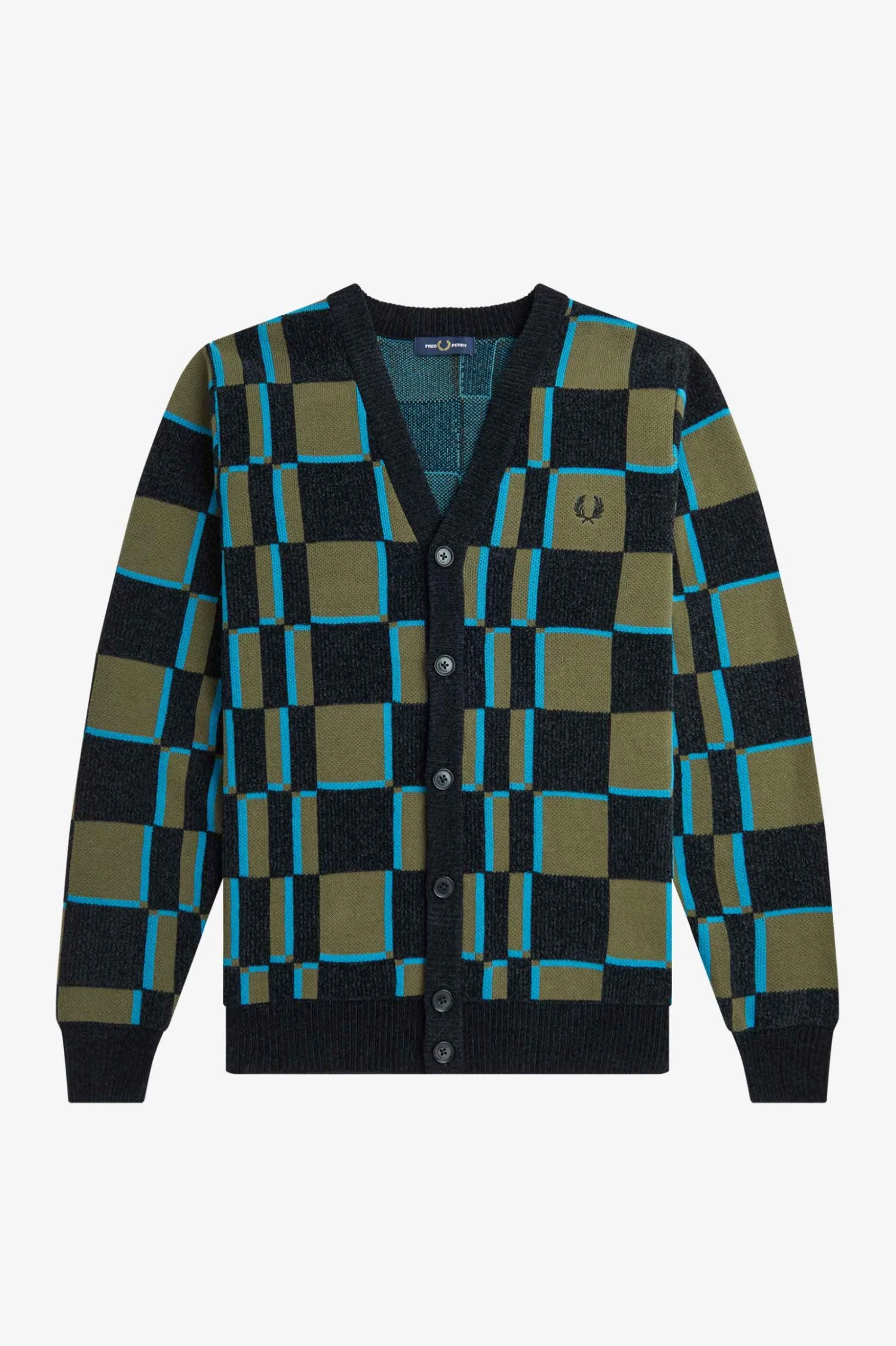 Fred Perry Glitch Chequerboard Cardigan 6 Fred Perry Glitch Chequerboard Cardigan - Image 6