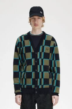 Fred Perry Glitch Chequerboard Cardigan