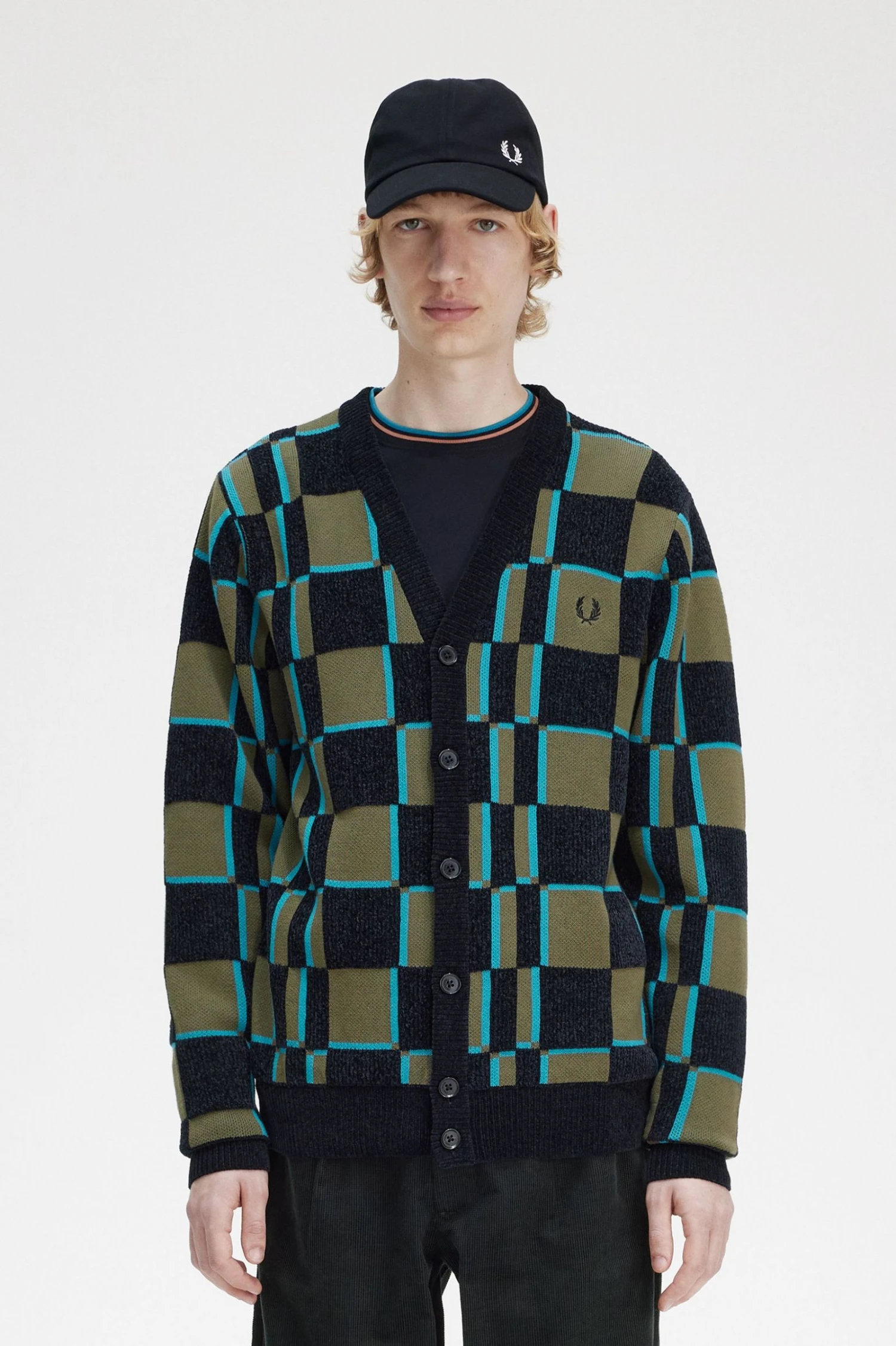 Fred Perry Glitch Chequerboard Cardigan 1 Fred Perry Glitch Chequerboard Cardigan