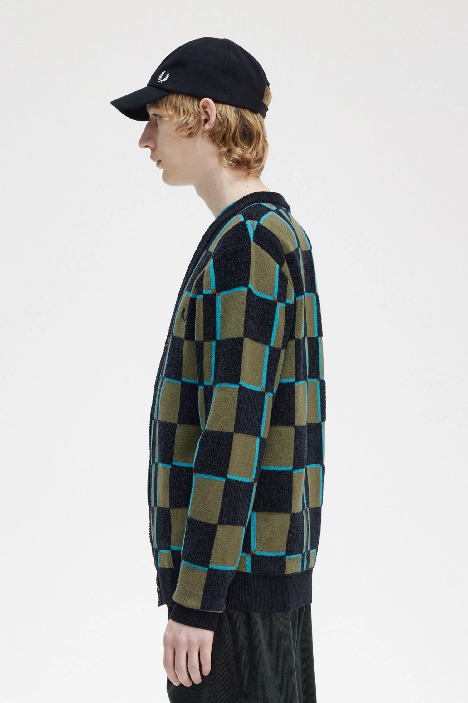 Fred Perry Glitch Chequerboard Cardigan 2 Fred Perry Glitch Chequerboard Cardigan - Image 2