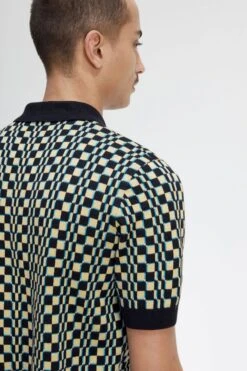 Fred Perry Glitch Chequerboard Knitted Shirt 10 Fred Perry Glitch Chequerboard Knitted Shirt -Fred Perry K6514 R70 V2 Q323 ED2